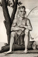 Detail of Illustration "Indian of the Mandanes" publilshed in "Voyage dans l'Amerique Septentrionale" by General Elliot, 1826.